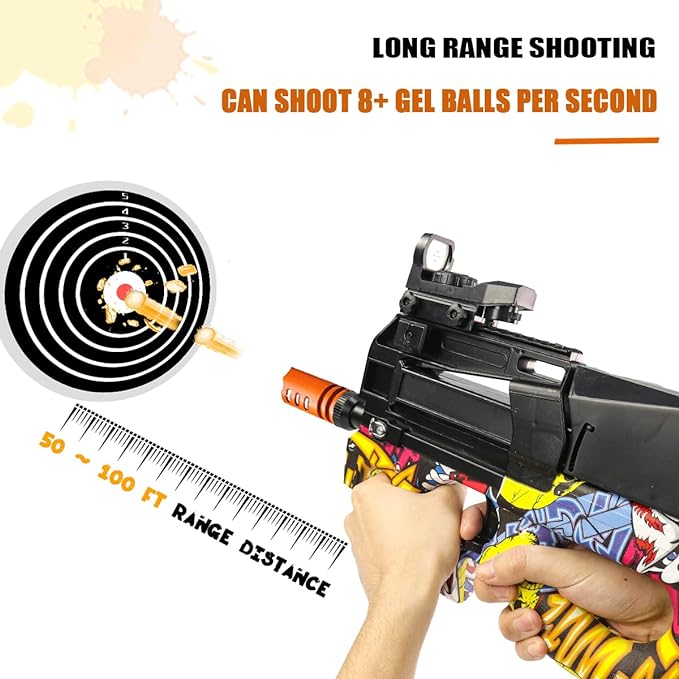 Gel Ball Blaster Splatter Ball Gun, Electric Splat Blaster Automatic Shoot, Rechargeable Battery Powered for Outdoor Shooting Games Activities