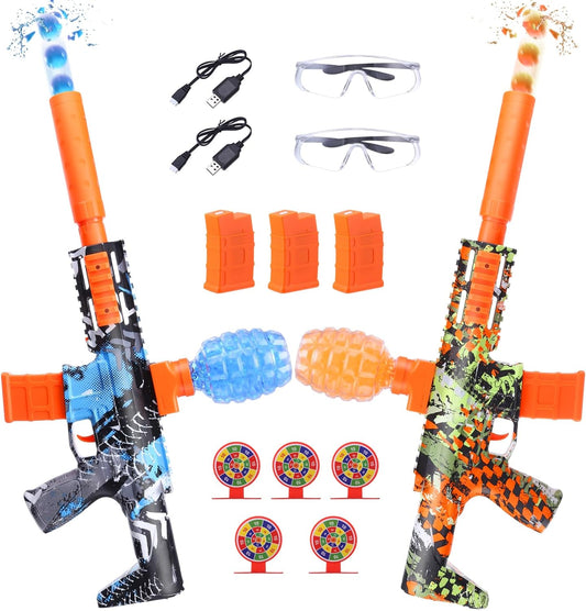 2 Pack Gel Splatter Blasters, Full Auto Electric Splatter Ball Toy, 12 Rounds Per Seconds, 50000+, 600 Hopper, 3 Rechargeable Batteries, Outdoor Activities Team Game Toy for Age 12+ Year Up